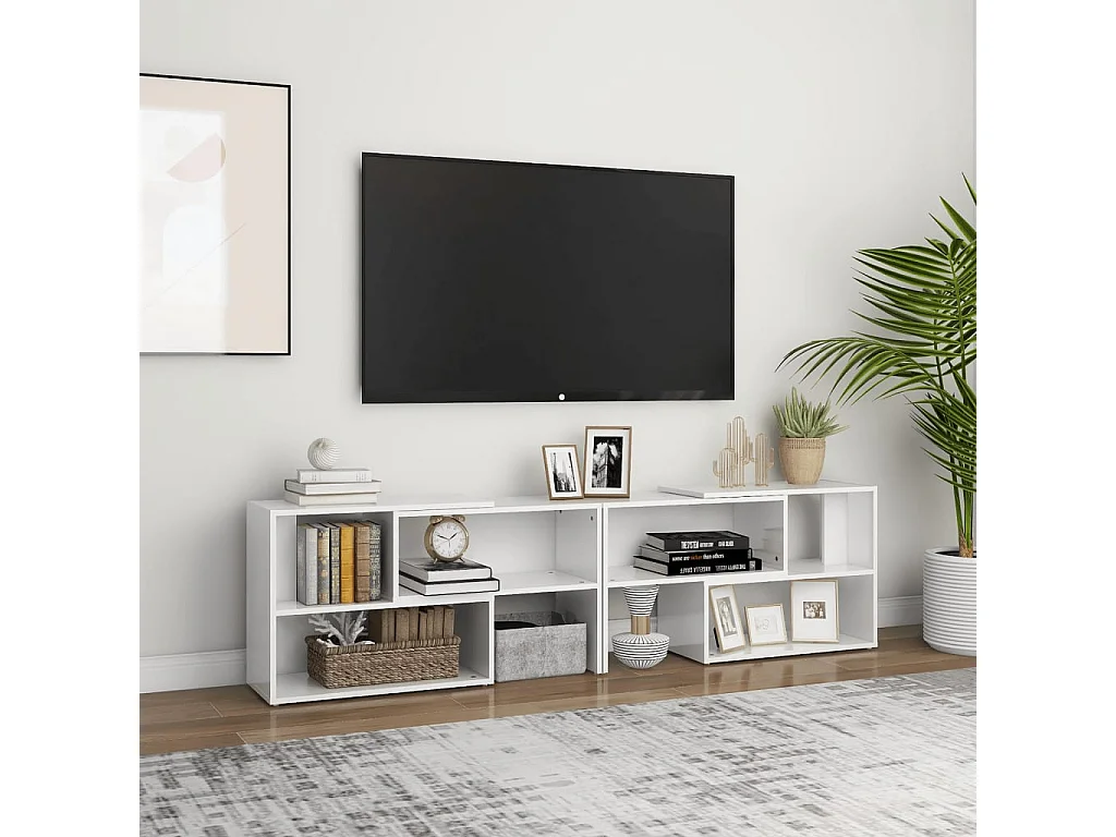 Meuble TV Blanc brillant 149x30x52 cm Bois d'ingénierie