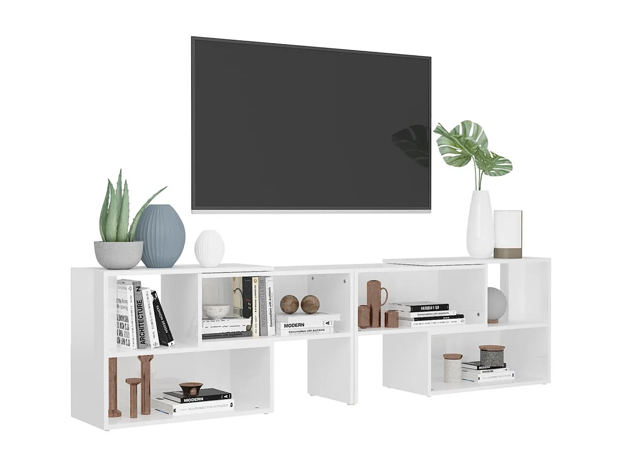 Meuble TV Blanc brillant 149x30x52 cm Bois d'ingénierie