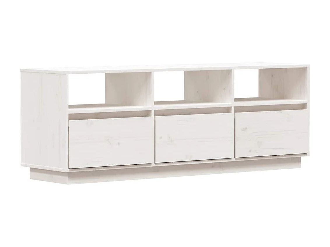 TV-Schrank Weiß 140x37x50 cm Massivholz Kiefer
