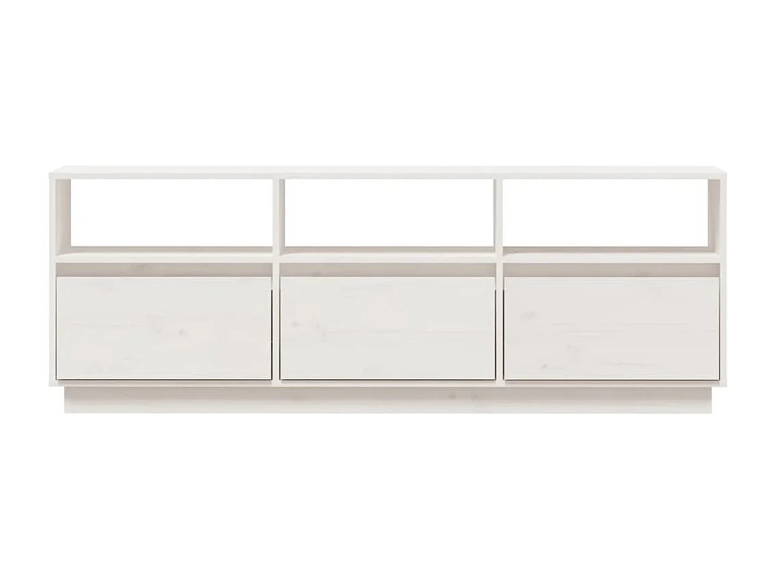 TV-Schrank Weiß 140x37x50 cm Massivholz Kiefer