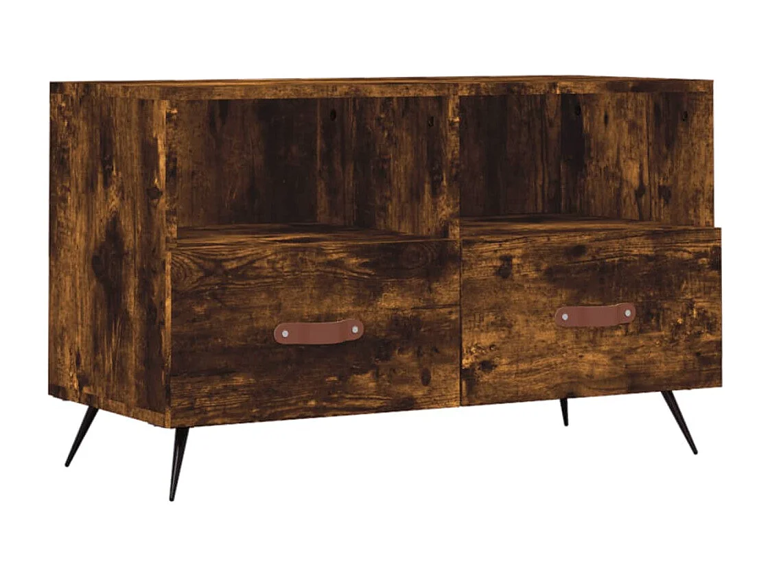 Meuble TV Chêne fumé 80x36x50 cm Bois d'ingénierie