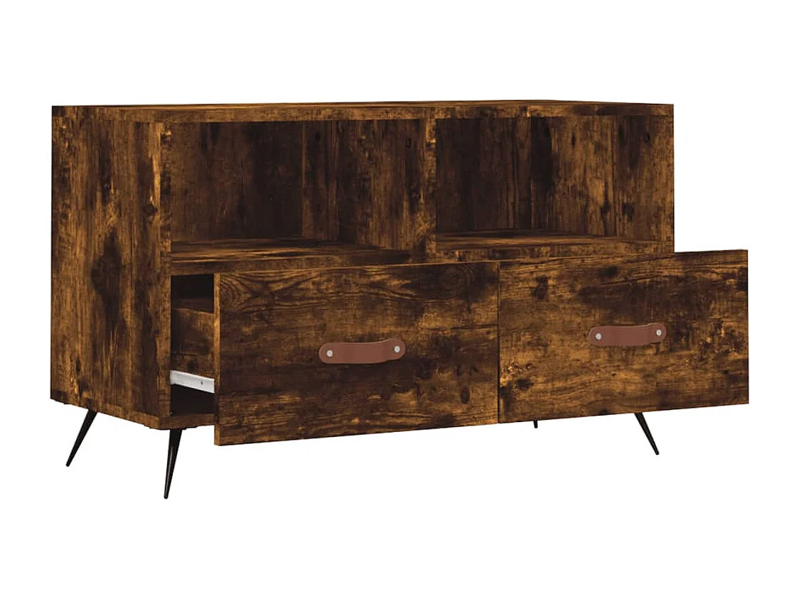 Meuble TV Chêne fumé 80x36x50 cm Bois d'ingénierie