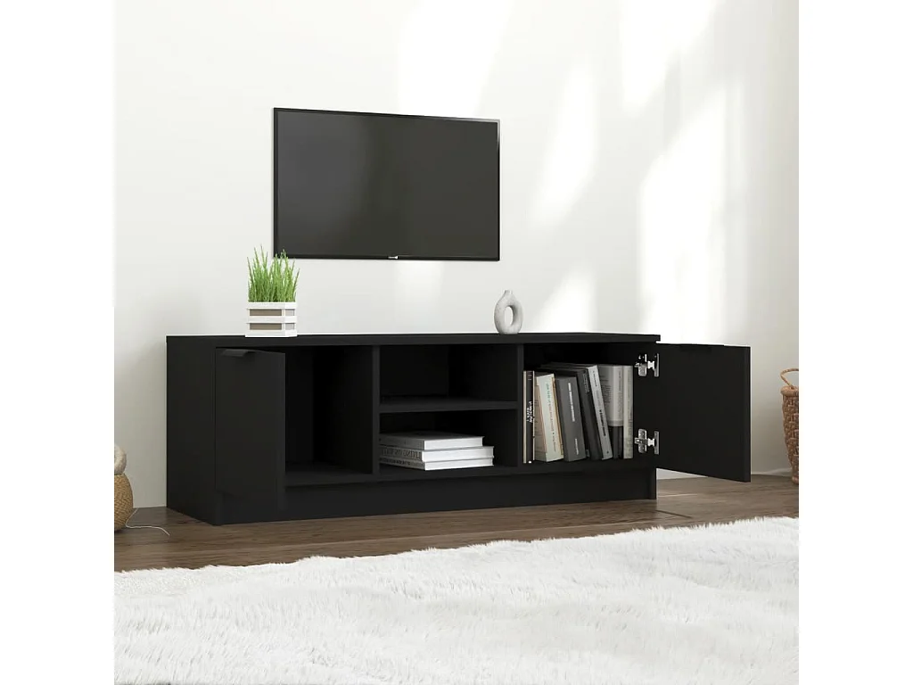 Tv-meubel 102x35x36,5 cm bewerkt hout zwart