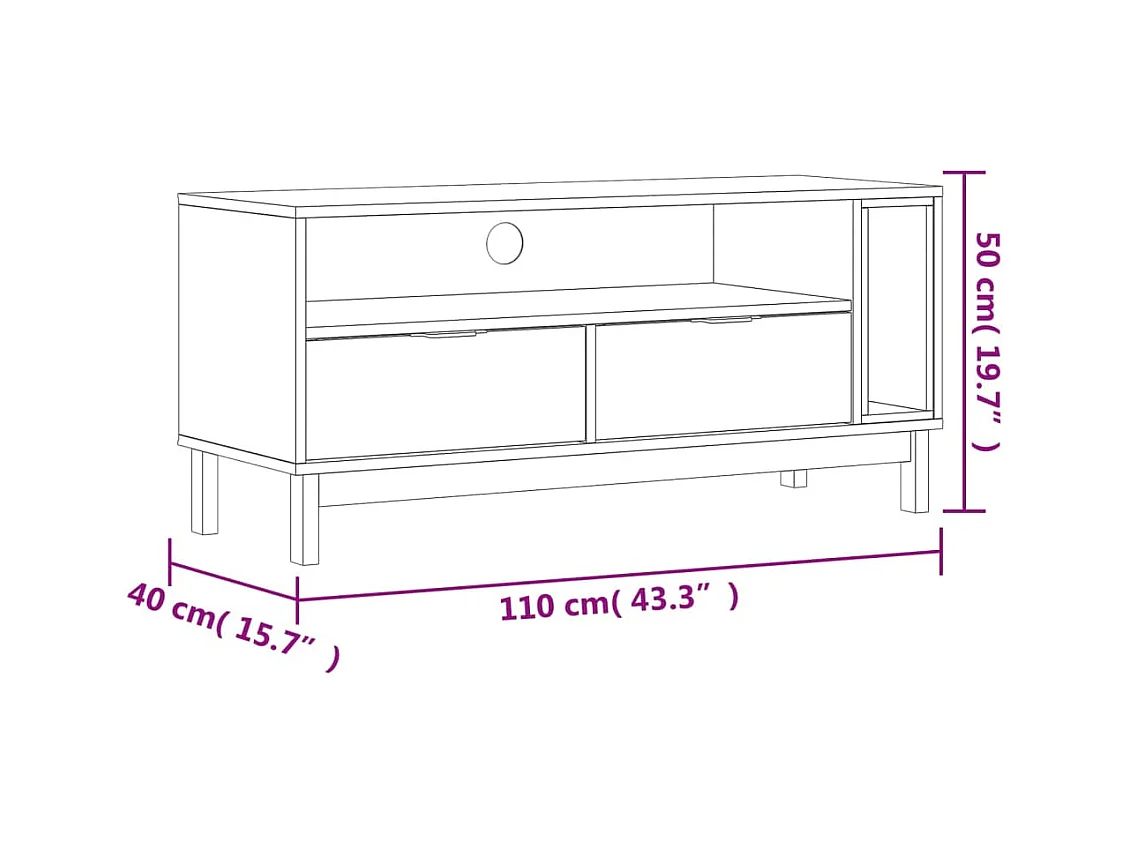 TV-meubel FLAM 110x40x50 cm massief grenenhout