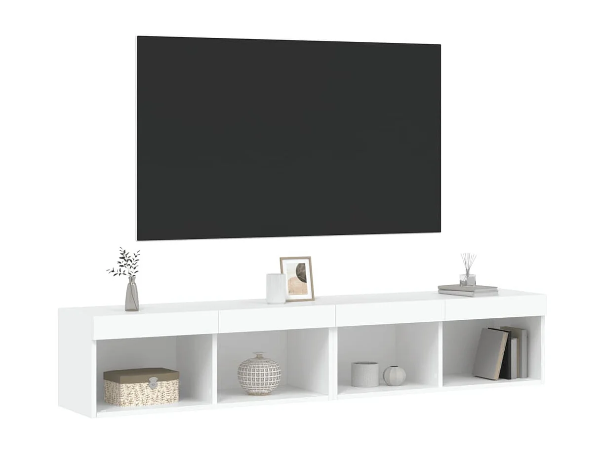 Meubles TV avec lumières LED 2 pcs blanc 80x30x30 cm