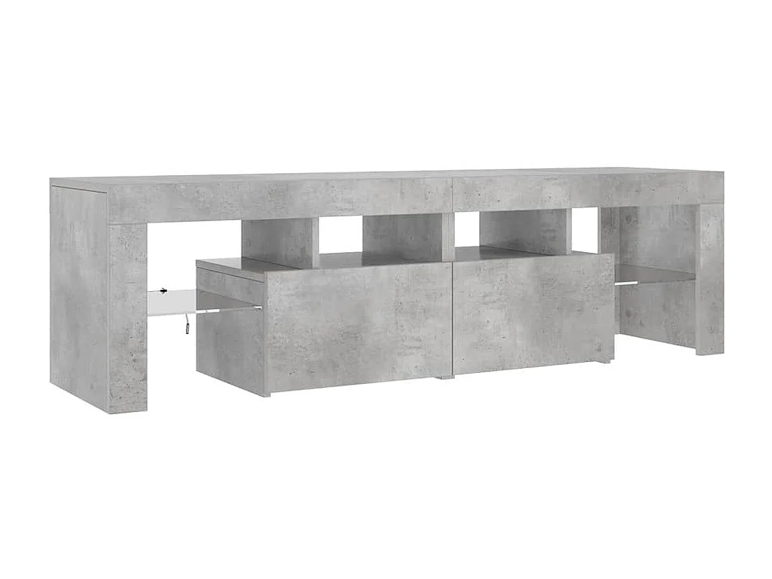 Meuble TV avec lumières LED Gris béton 140x36,5x40 cm