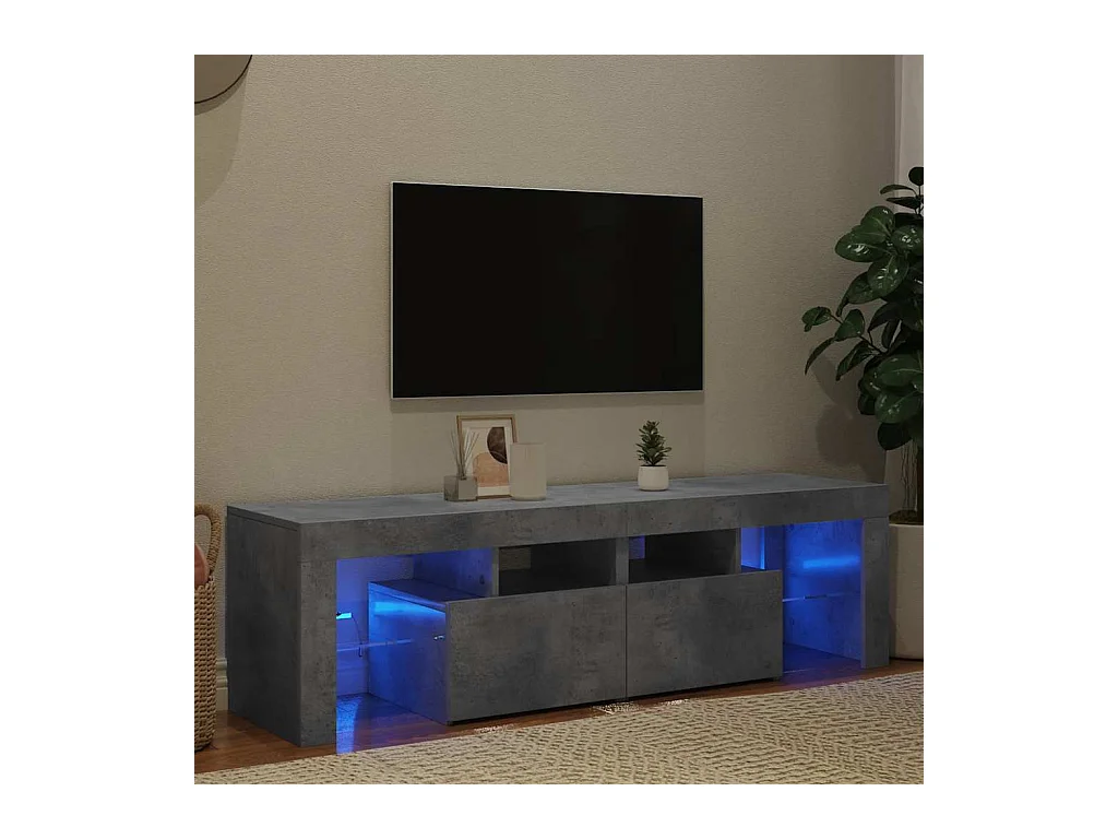 TV-Schrank mit LED-Beleuchtung Betongrau 140x36,5x40 cm