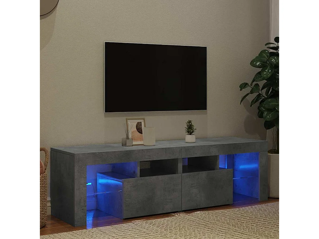 TV-Schrank mit LED-Beleuchtung Betongrau 140x36,5x40 cm