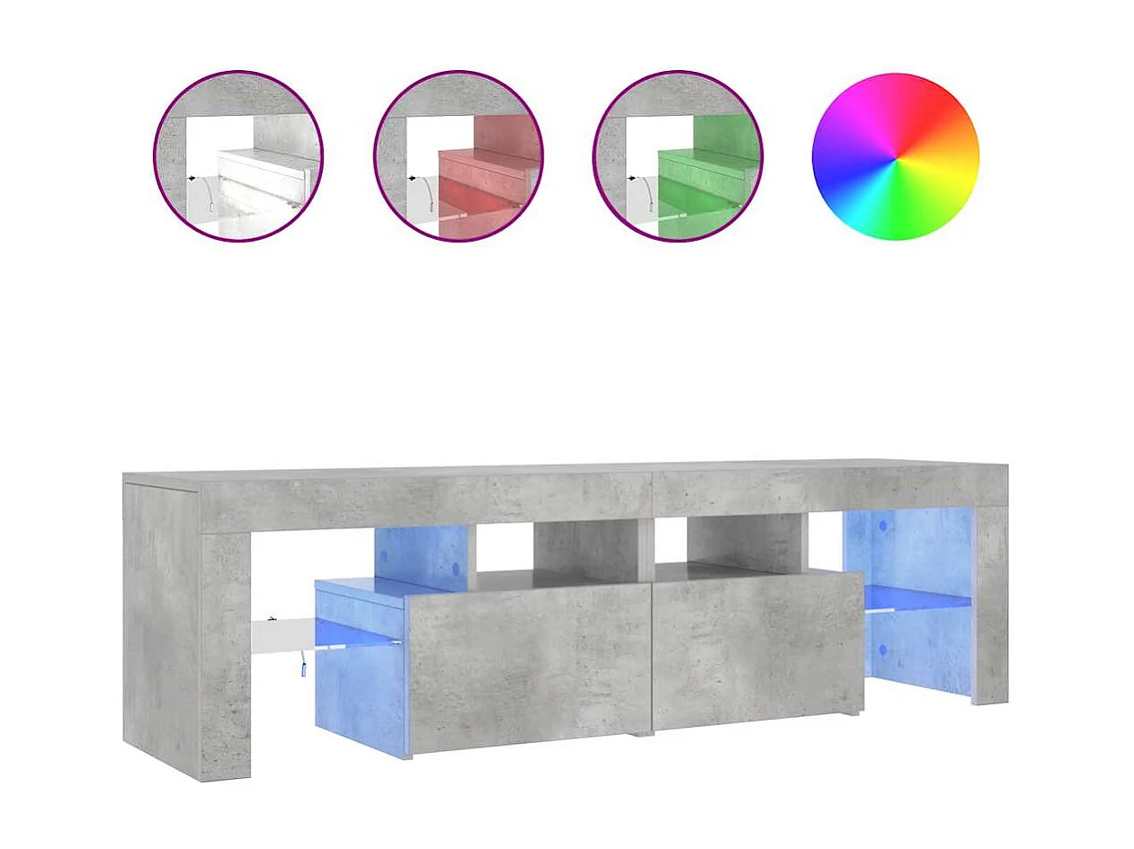 TV-Schrank mit LED-Beleuchtung Betongrau 140x36,5x40 cm