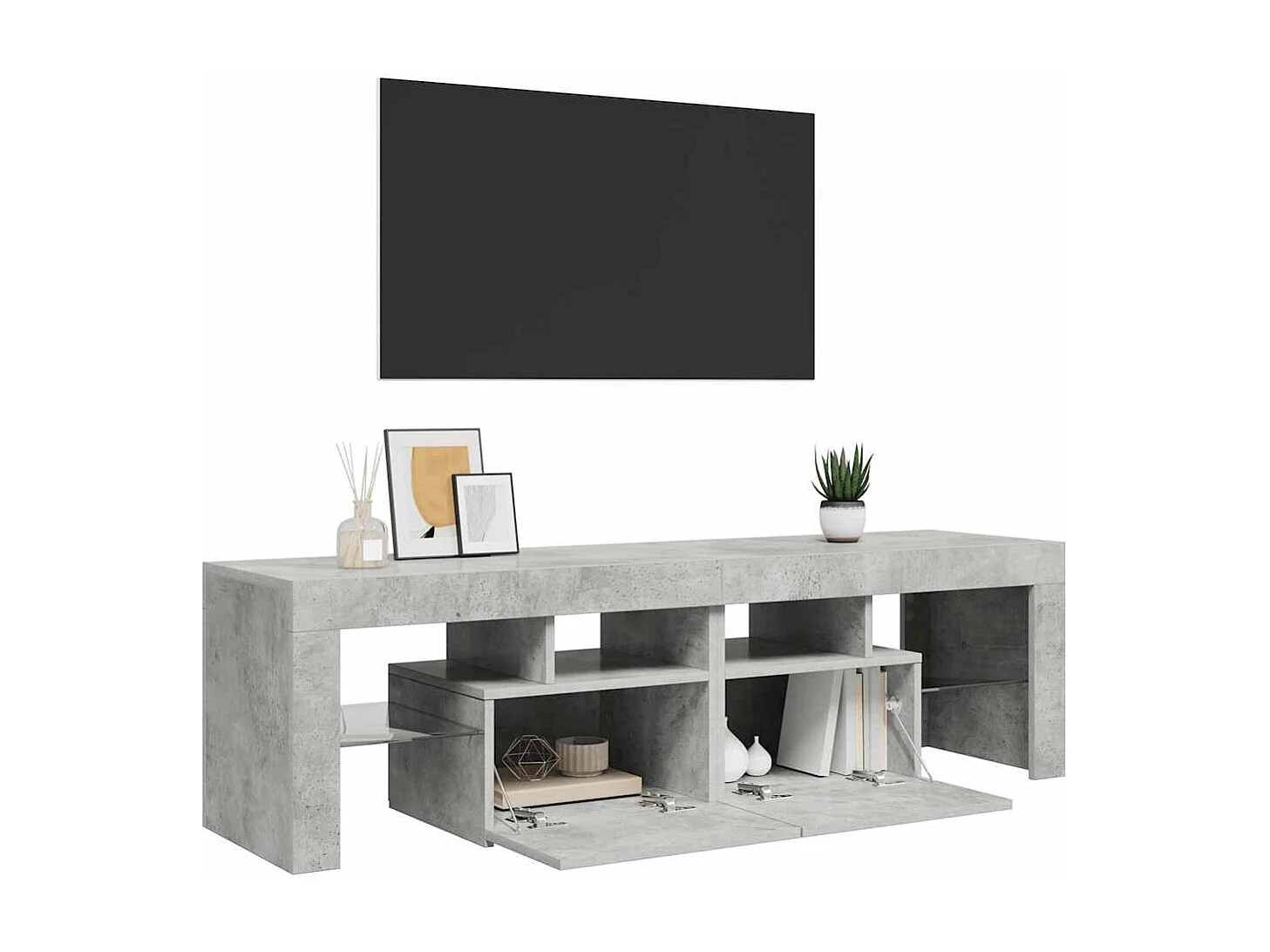 TV-Schrank mit LED-Beleuchtung Betongrau 140x36,5x40 cm