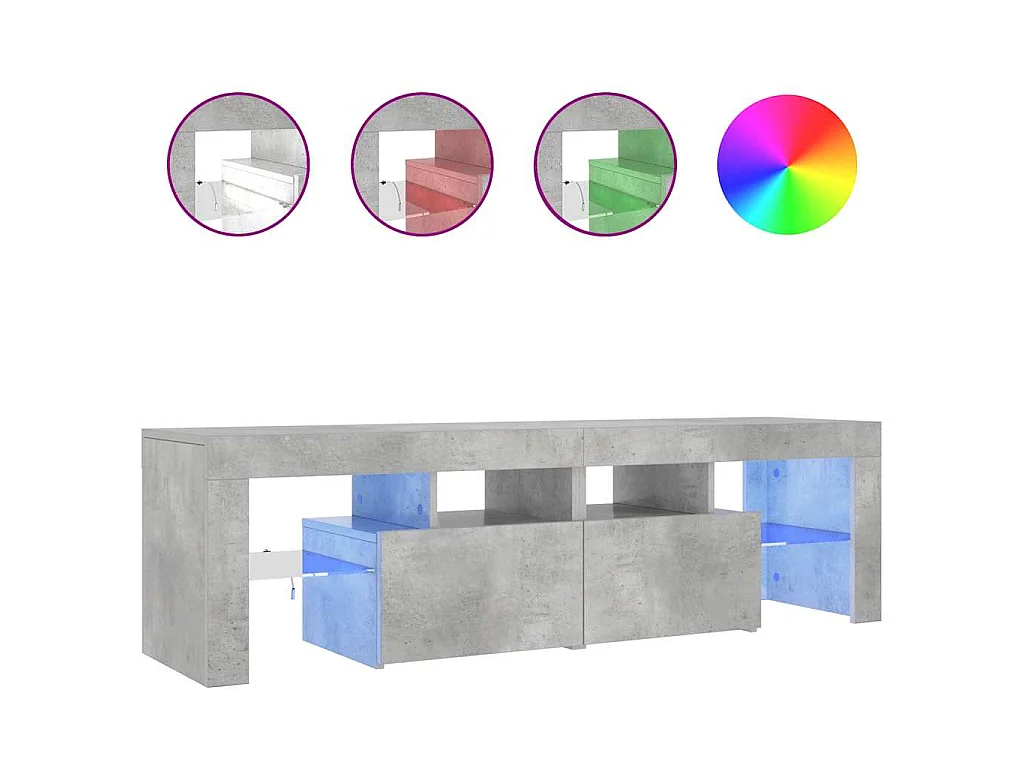 Mobile Porta TV con Luci LED Grigio Cemento 140x36,5x40 cm