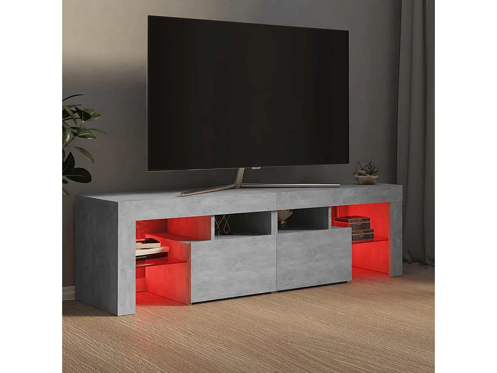 Mobile Porta TV con Luci LED Grigio Cemento 140x36,5x40 cm