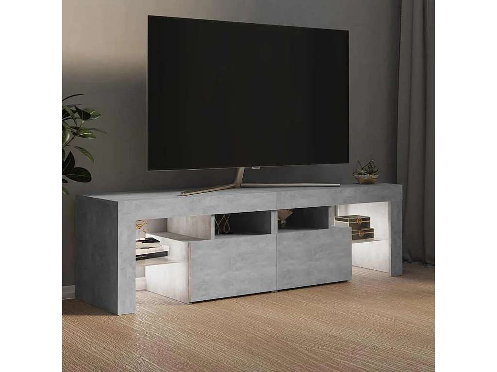 Mobile Porta TV con Luci LED Grigio Cemento 140x36,5x40 cm