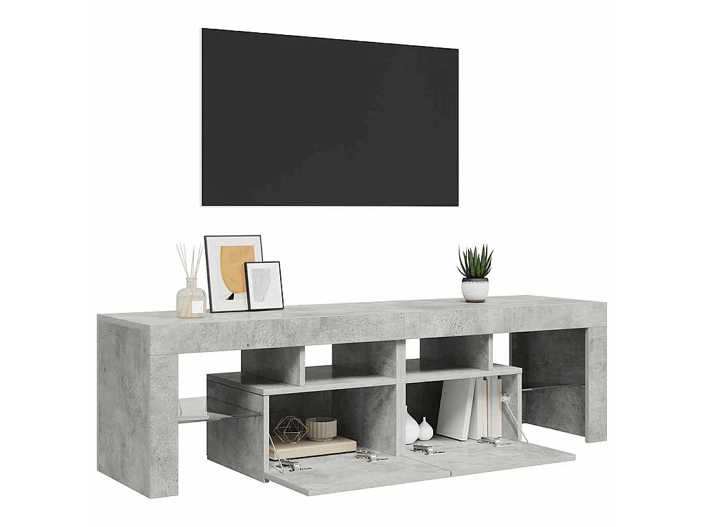 Mobile Porta TV con Luci LED Grigio Cemento 140x36,5x40 cm