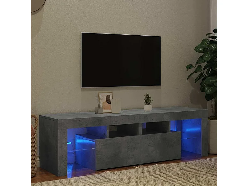 TV-Schrank mit LED-Beleuchtung Betongrau 140x36,5x40 cm