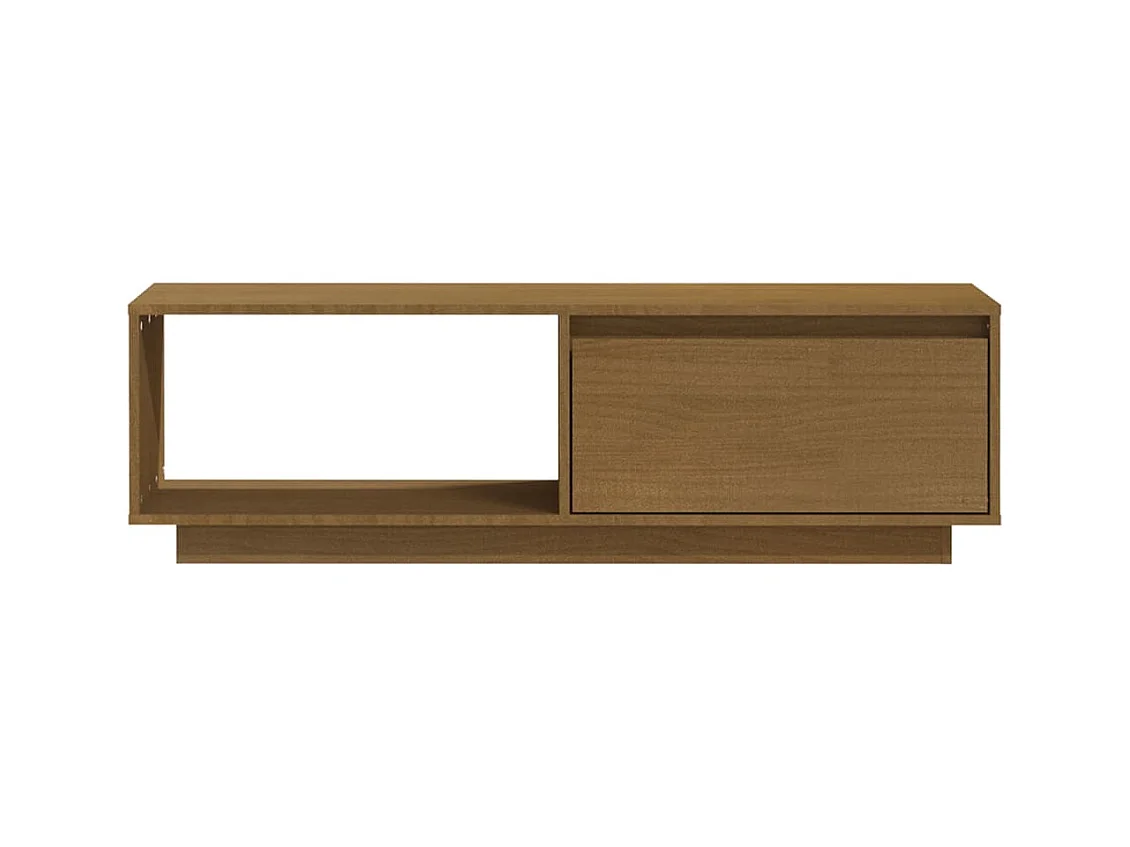 Mueble de TV de madera maciza pino marrón miel 110x30x33,5 cm