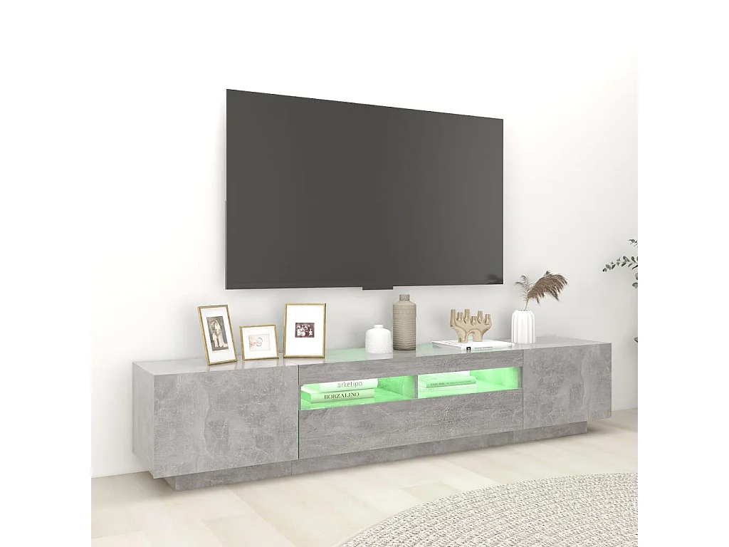 Stolik pod TV z oświetleniem LED, 180x35x40 cm, biały.