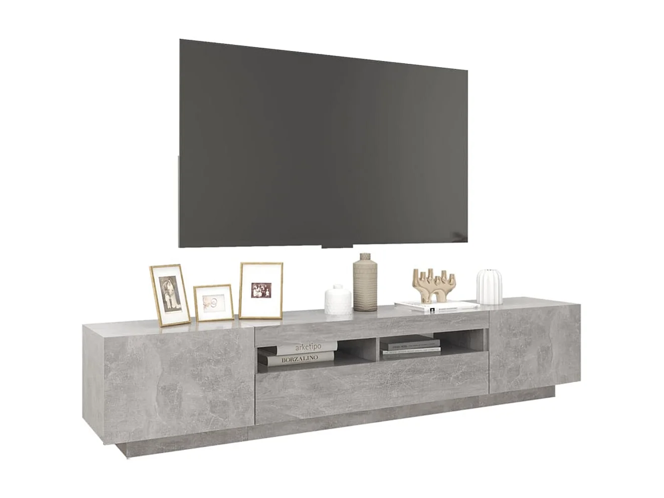 Stolik pod TV z oświetleniem LED, 180x35x40 cm, biały.