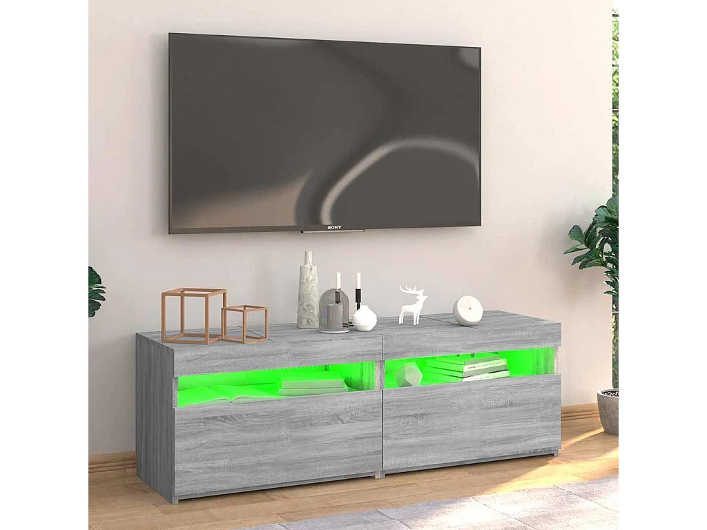 TV-Schrank mit LED-Leuchten Grau Sonoma 120x35x40 cm
