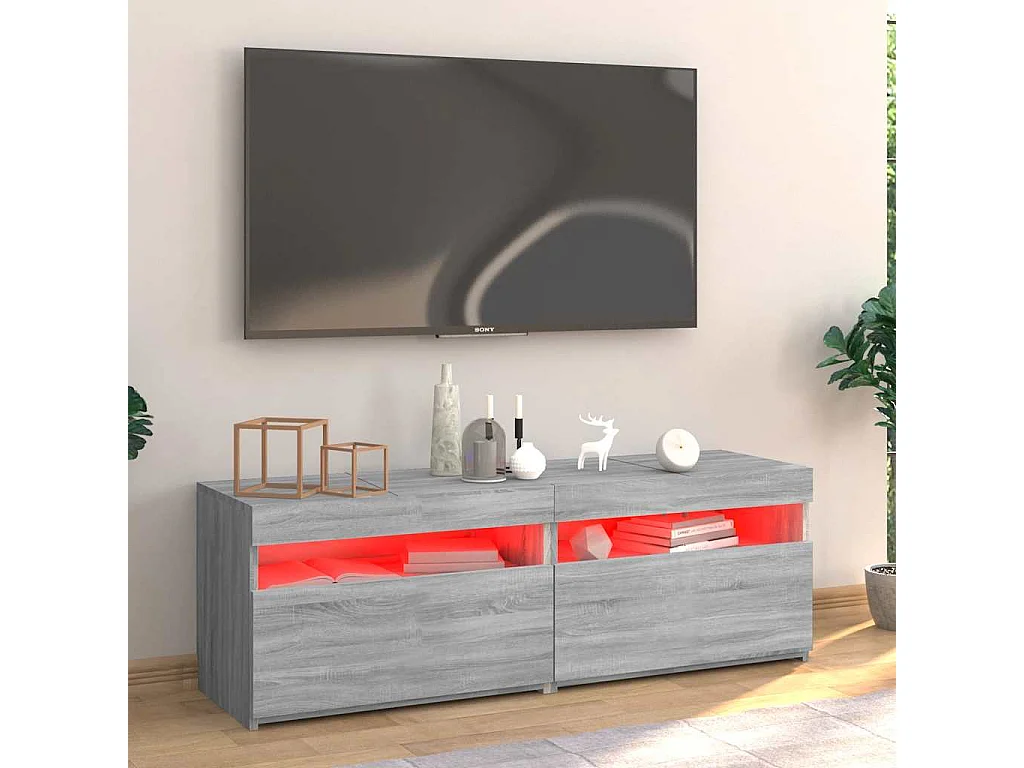 Meuble TV avec lumières LED sonoma gris 120x35x40 cm