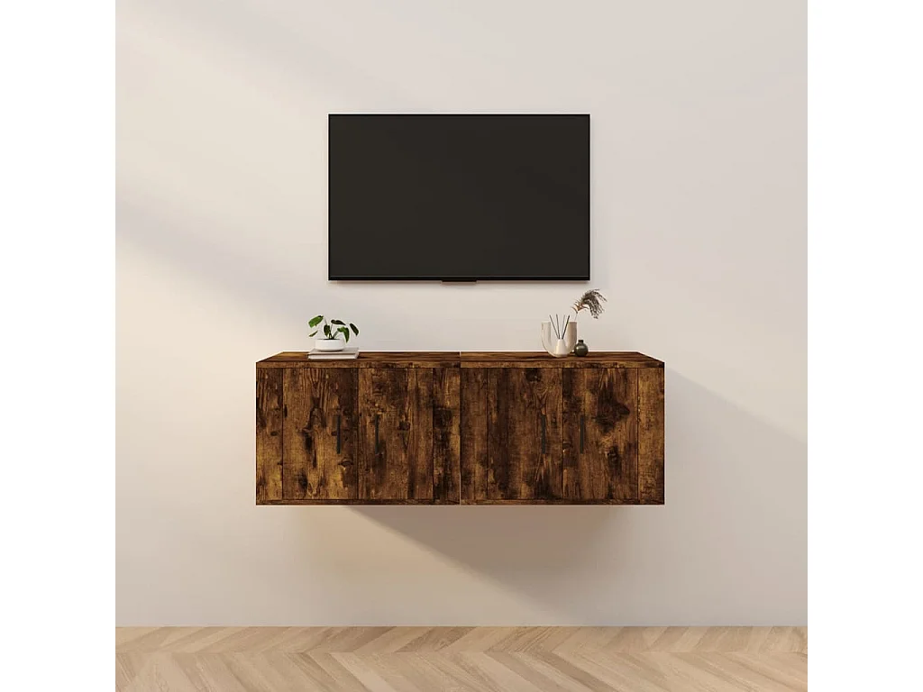 Mobili Porta TV a Parete 2 pz Rovere Fumo 57x34,5x40 cm