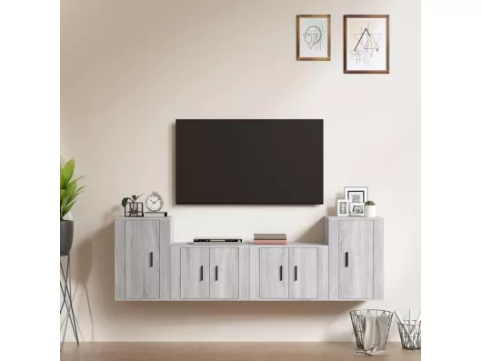 Kauf Unique 4-tlg. TV-Schrank-Set Grau Sonoma Holzwerkstoff