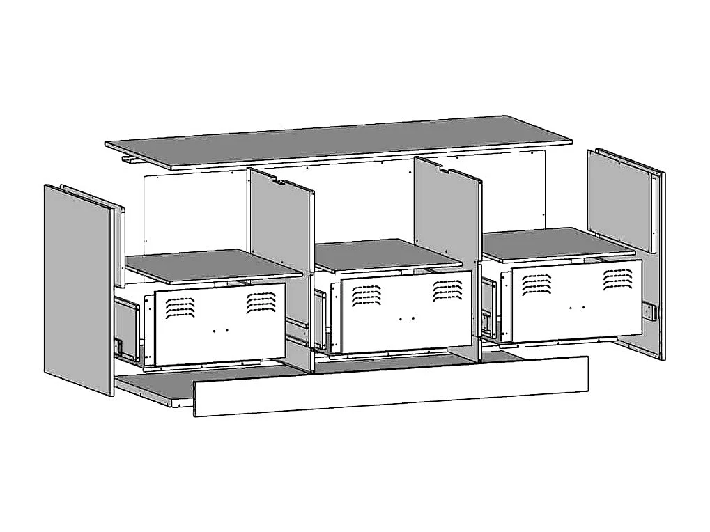 Meuble TV noir 99x39x44 cm acier