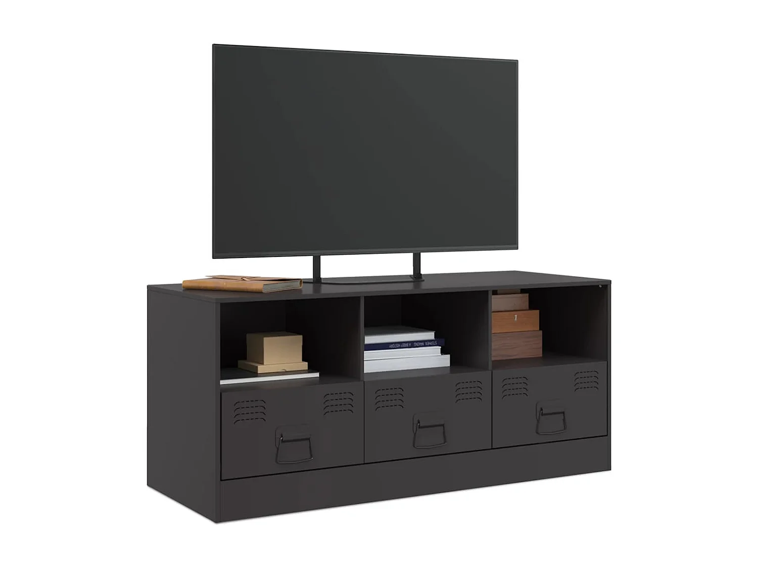 Meuble TV noir 99x39x44 cm acier