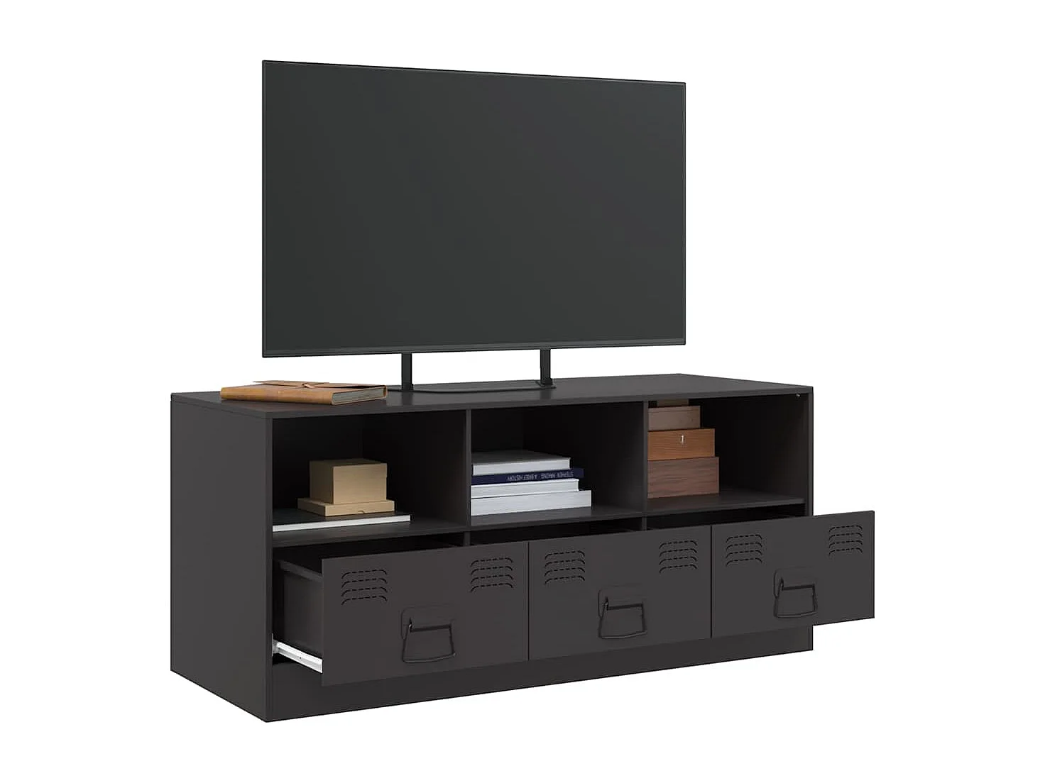 Meuble TV noir 99x39x44 cm acier