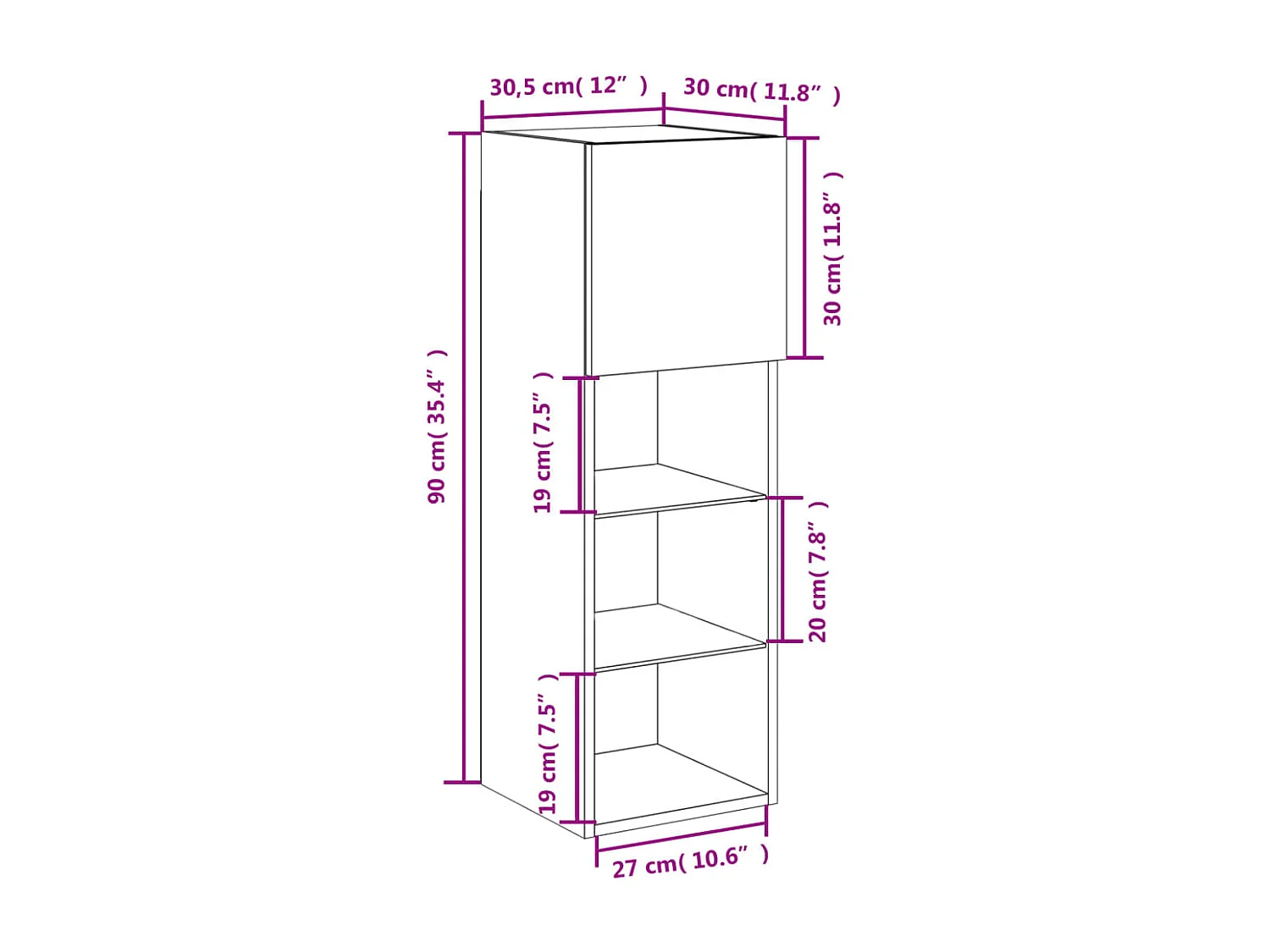 Tv-meubel met LED-verlichting 30,5x30x90 cm bruin eikenkleur