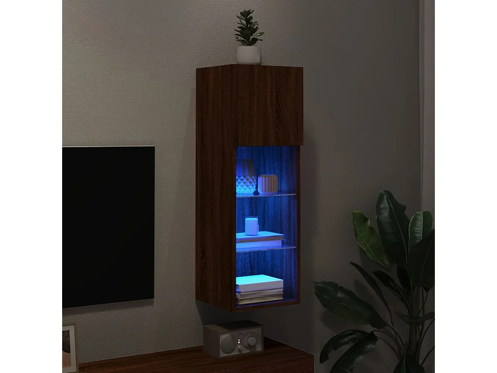 Tv-meubel met LED-verlichting 30,5x30x90 cm bruin eikenkleur