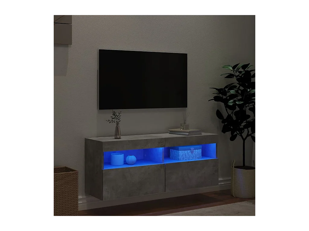Tv-wandmeubel met LED-verlichting 100x30x40 cm betongrijs