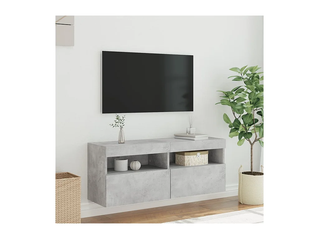 Tv-wandmeubel met LED-verlichting 100x30x40 cm betongrijs