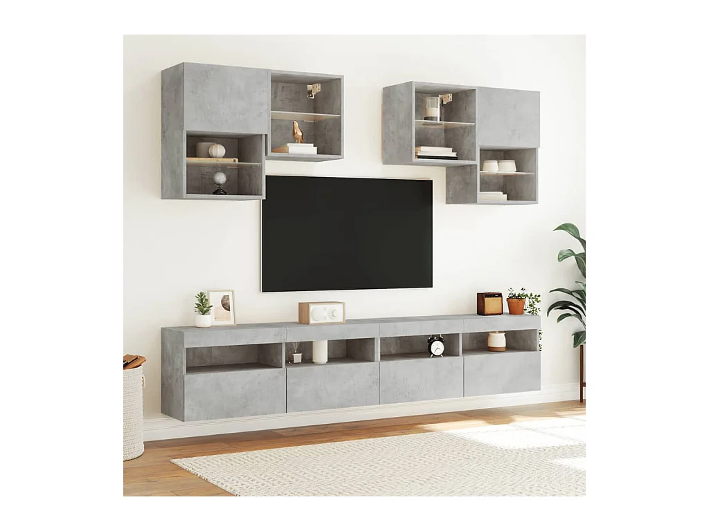 Tv-wandmeubel met LED-verlichting 100x30x40 cm betongrijs