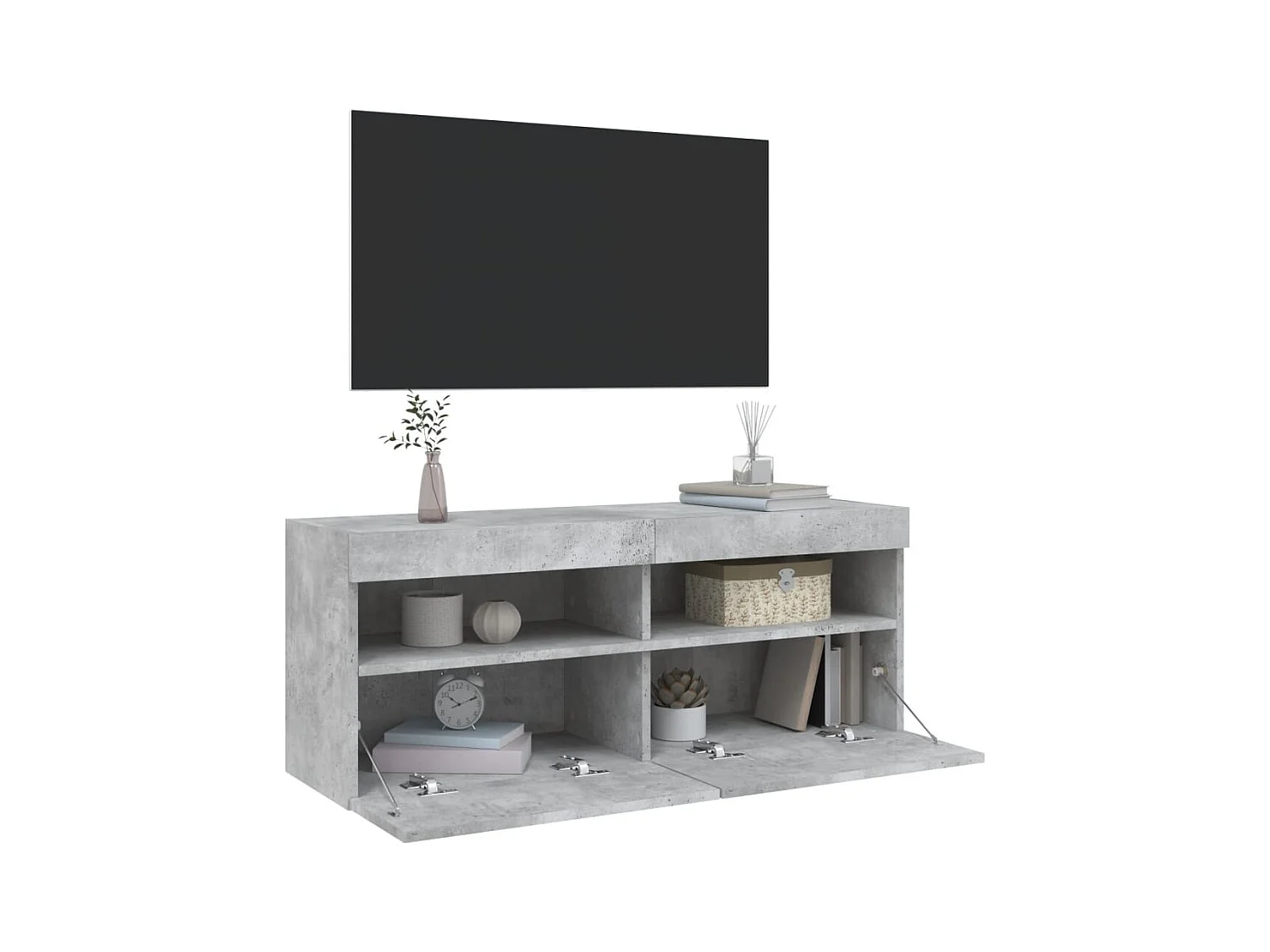 Tv-wandmeubel met LED-verlichting 100x30x40 cm betongrijs