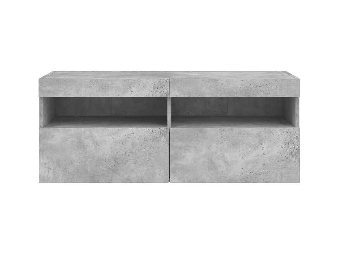 Tv-wandmeubel met LED-verlichting 100x30x40 cm betongrijs