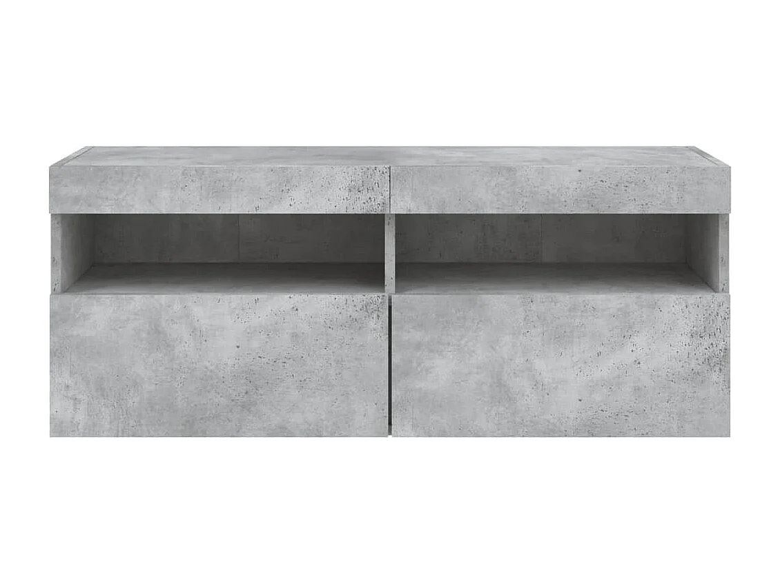 Mobile TV a Parete con Luci LED Grigio Cemento 100x30x40 cm