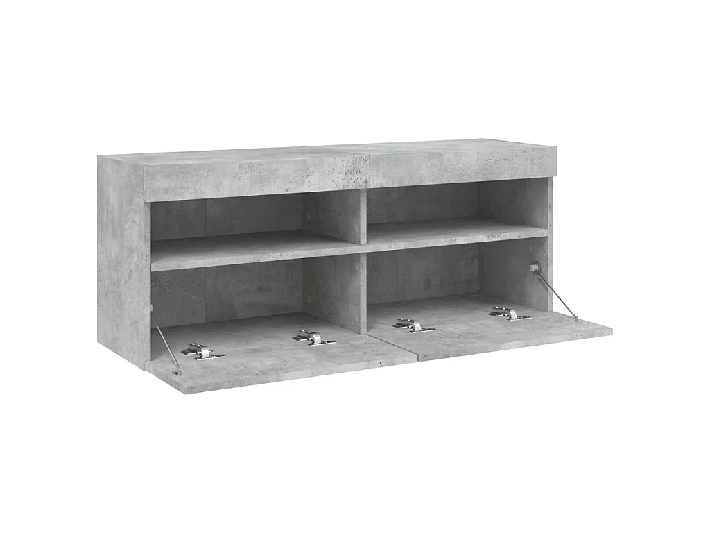 TV-Wandschrank mit LED-Leuchten Betongrau 100x30x40 cm