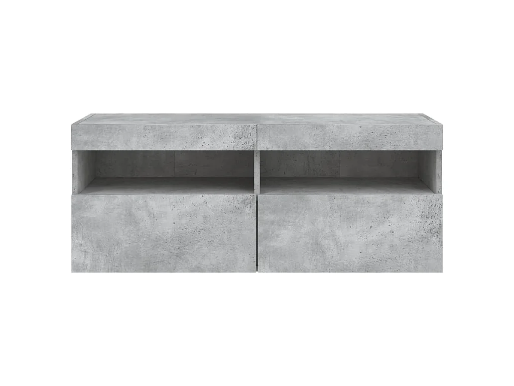 TV-Wandschrank mit LED-Leuchten Betongrau 100x30x40 cm