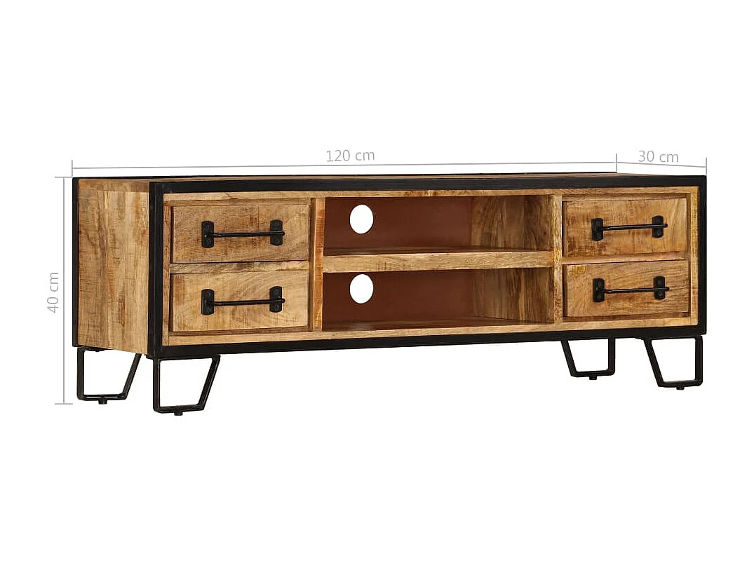 Meuble TV avec tiroirs 120x30x40 cm Bois massif de manguier