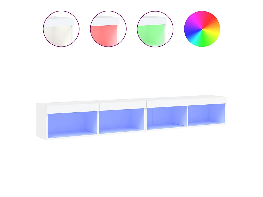 Meubles TV avec lumières LED 2 pcs blanc 100x30x30 cm