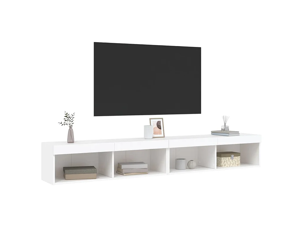 Meubles TV avec lumières LED 2 pcs blanc 100x30x30 cm
