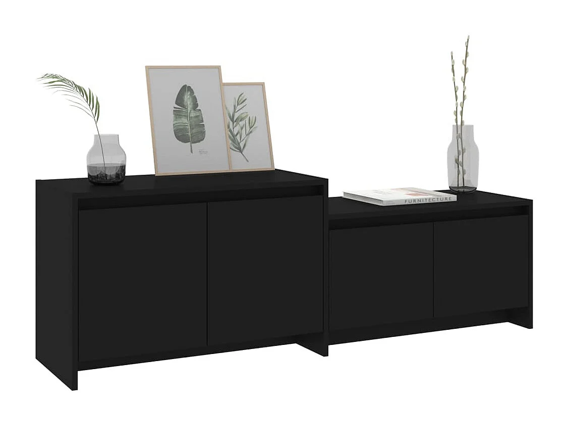 Tv-meubel 146,5x35x50 cm bewerkt hout zwart