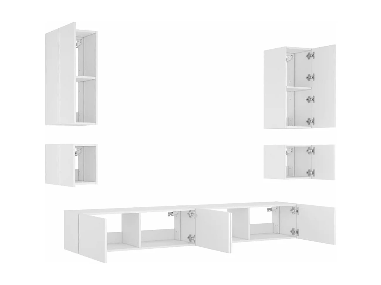 Mobili TV a Muro 6pz con Luci LED Bianchi