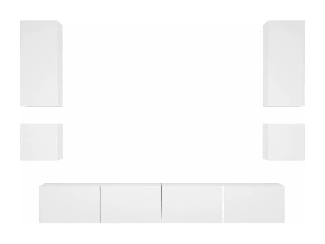 Mobili TV a Muro 6pz con Luci LED Bianchi