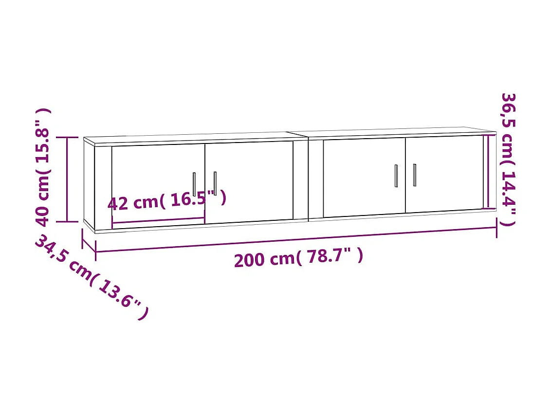 Meubles TV muraux 2 pcs sonoma gris 100x34,5x40 cm