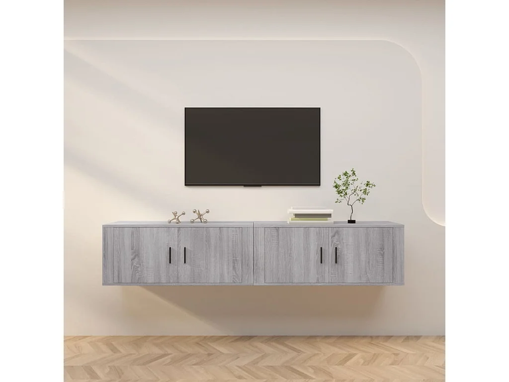 TV-Wandschränke 2 Stk. Grau Sonoma 100x34,5x40 cm
