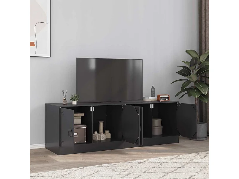 Mobili TV 2 pz Neri 67x39x44 cm in Acciaio
