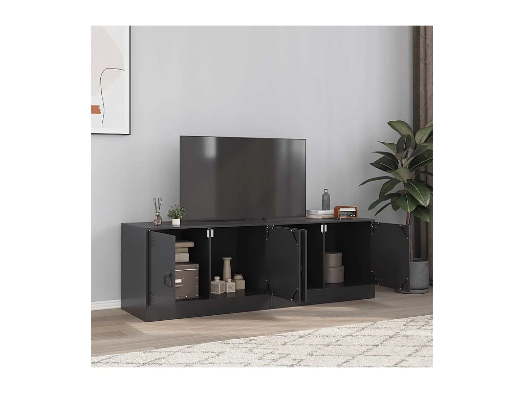 Meubles TV 2 pcs noir 67x39x44 cm acier
