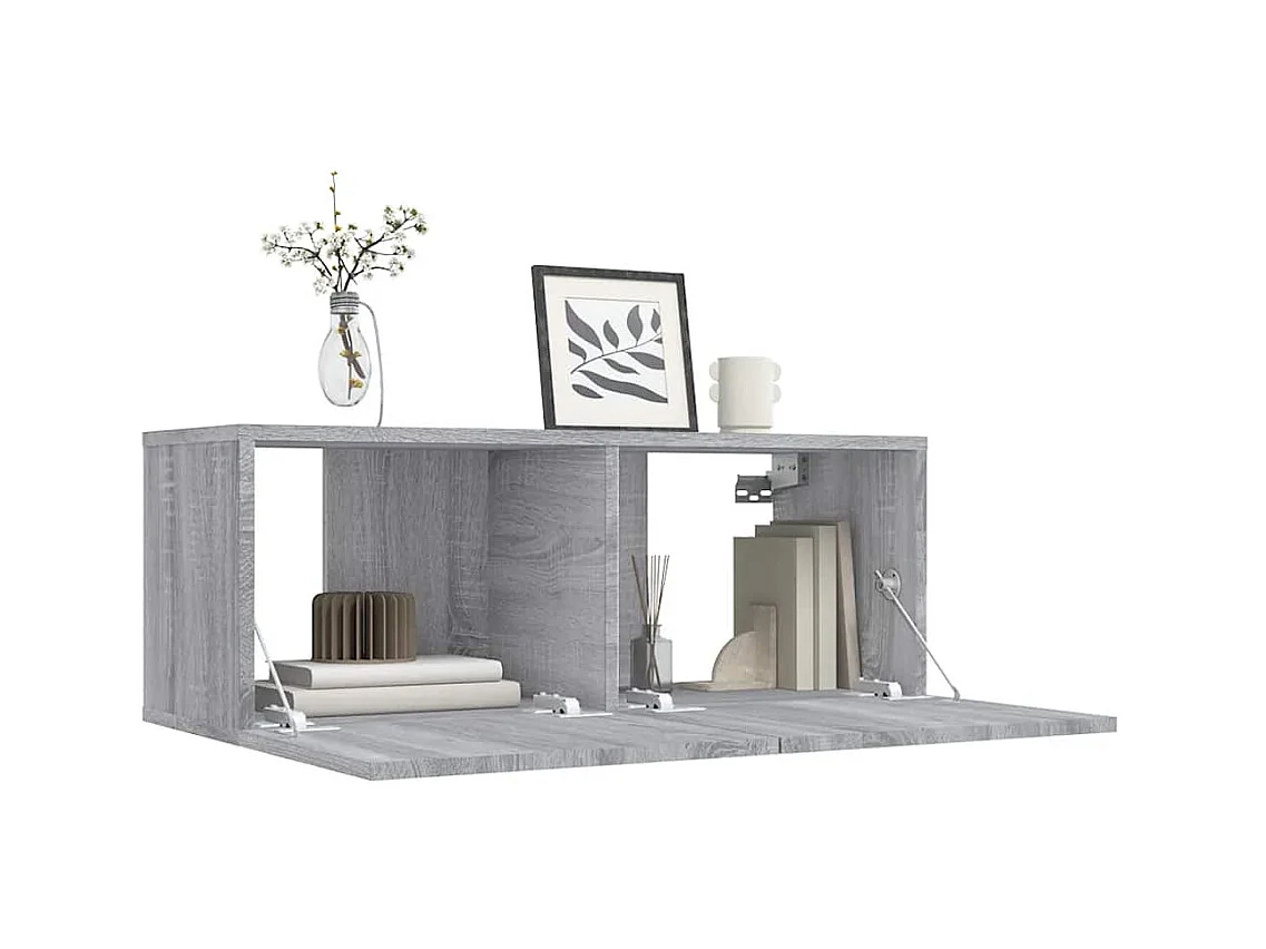 Tv-meubel 80x30x30 cm bewerkt hout grijs sonoma eikenkleurig